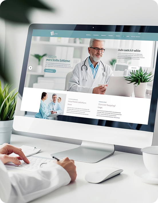 Doctor reviewing a patient's chart on a desktop computer